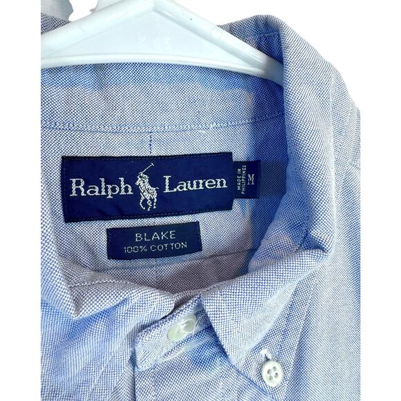 Ralph Lauren Men's Blake Shirt Short Sleeve Button Down Cotton Solid Blue Size M - Picture 3 of 6